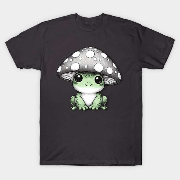 Cottage core A cute frog wearing a mushroom hat T-Shirt by Apparels2022